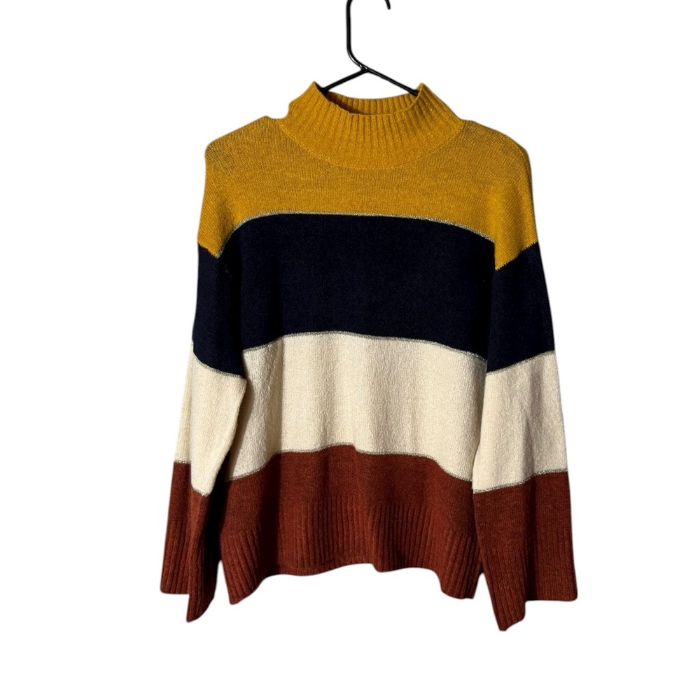 Dress Barn Women Color‎ Block Sweater Size MP Indie Scandi Bohemian Oversized